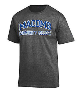 Macomb Community College gray short sleeve shirt
